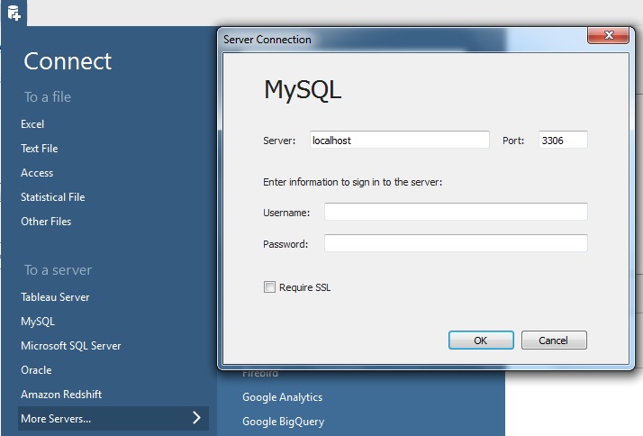 Tableau MySQL connection